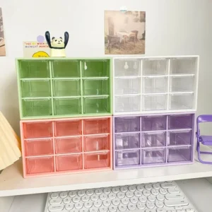 Schreibtisch-Organizer mit 9 Fächern – transparente Aufbewahrungsbox