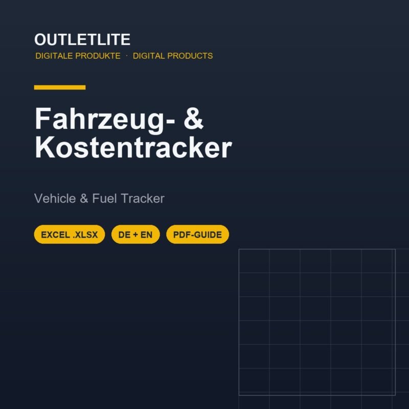 Fahrzeug-Wartung, Kraftstoff- & Kostentracker (Excel, DE & EN)